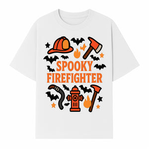Spooky Firefighter Halloween Decor T-shirt | Cute Fireman Costume Graphic | Bat and Fire Hydrant Design - T-shirt 1757912456951.jpg