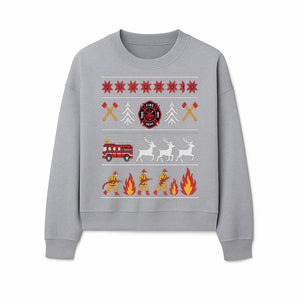 Firefighter Christmas Decor - Fire Department Theme with Fire Truck, Reindeer, Firemen, and Holiday Patterns for Festive Home Decor - Sweatshirt 1757912456959.jpg