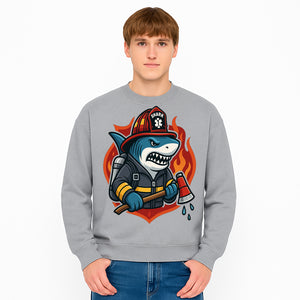 Firefighter Shark Graphic Tee - Cool Shark Fireman Design for Kids & Adults - Fun Firefighter Humor Shirt for Animal Lovers - Sweatshirt 1757912457004.jpg
