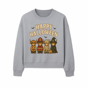 Cute Halloween Cow Decor - Happy Halloween with Pumpkin, Mummy, Firefighter, Witch Designs - Fall Festival Farmhouse Decor - Sweatshirt 1757912457093.jpg
