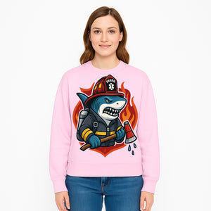 Firefighter Shark Graphic Tee - Cool Shark Fireman Design for Kids & Adults - Fun Firefighter Humor Shirt for Animal Lovers - Sweatshirt 1757912457142.jpg