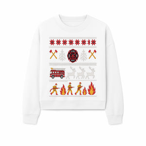 Firefighter Christmas Decor - Fire Department Theme with Fire Truck, Reindeer, Firemen, and Holiday Patterns for Festive Home Decor - Sweatshirt 1757912457143.jpg