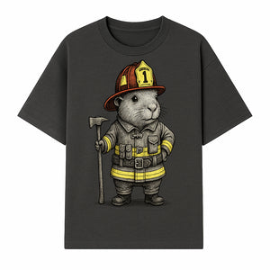 Firefighter Guinea Pig Art Print, Cute Fireman Illustration, Animal Lover Gift, Whimsical Home Decor, Unique Kids Room Wall Art - T-shirt 1757912457304.jpg