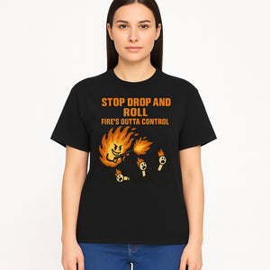 Stop Drop and Roll Fire Prevention Graphic Tee - Funny Fire Safety Humor Shirt - T-shirt 1757912457558.jpg