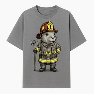 Firefighter Guinea Pig Art Print, Cute Fireman Illustration, Animal Lover Gift, Whimsical Home Decor, Unique Kids Room Wall Art - T-shirt 1757912457569.jpg
