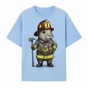 Firefighter Guinea Pig Art Print, Cute Fireman Illustration, Animal Lover Gift, Whimsical Home Decor, Unique Kids Room Wall Art - T-shirt 1757912457736.jpg