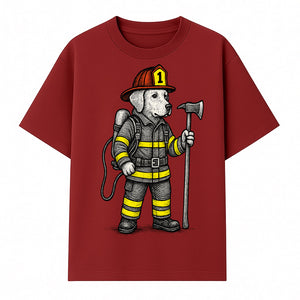 Cute Firefighter Dog Art Print | Funny Pet Decor | Gift for Dog Lovers | Cute Animal Illustration in Firefighter Uniform - T-shirt 1757912457796.jpg