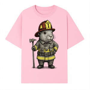 Firefighter Guinea Pig Art Print, Cute Fireman Illustration, Animal Lover Gift, Whimsical Home Decor, Unique Kids Room Wall Art - T-shirt 1757912457942.jpg