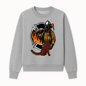Firefighter with Cat Graphic Tee | Fire Rescue Battalion Apparel | Unique Firefighter Gifts for Cat Lovers | Fire Safety Design - Sweatshirt 1757912458010.jpg