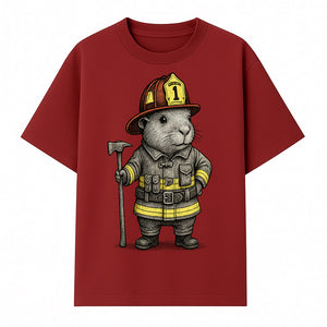 Firefighter Guinea Pig Art Print, Cute Fireman Illustration, Animal Lover Gift, Whimsical Home Decor, Unique Kids Room Wall Art - T-shirt 1757912458132.jpg