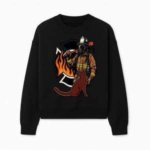 Firefighter with Cat Graphic Tee | Fire Rescue Battalion Apparel | Unique Firefighter Gifts for Cat Lovers | Fire Safety Design - Sweatshirt 1757912458170.jpg