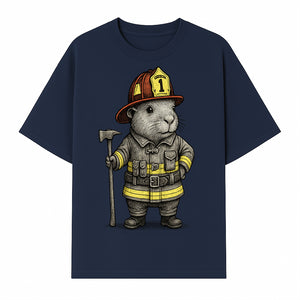Firefighter Guinea Pig Art Print, Cute Fireman Illustration, Animal Lover Gift, Whimsical Home Decor, Unique Kids Room Wall Art - T-shirt 1757912458284.jpg