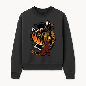 Firefighter with Cat Graphic Tee | Fire Rescue Battalion Apparel | Unique Firefighter Gifts for Cat Lovers | Fire Safety Design - Sweatshirt 1757912458305.jpg