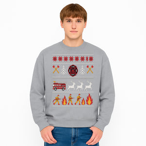 Firefighter Christmas Decor - Fire Department Theme with Fire Truck, Reindeer, Firemen, and Holiday Patterns for Festive Home Decor - Sweatshirt 1757912458331.jpg