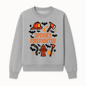 Spooky Firefighter Halloween Decor T-shirt | Cute Fireman Costume Graphic | Bat and Fire Hydrant Design - Sweatshirt 1757912458392.jpg