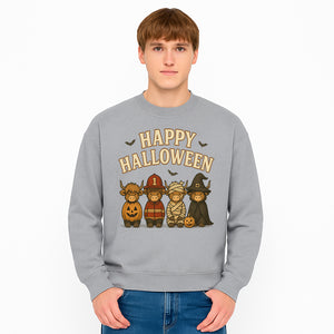 Cute Halloween Cow Decor - Happy Halloween with Pumpkin, Mummy, Firefighter, Witch Designs - Fall Festival Farmhouse Decor - Sweatshirt 1757912458399.jpg