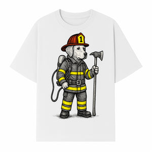 Cute Firefighter Dog Art Print | Funny Pet Decor | Gift for Dog Lovers | Cute Animal Illustration in Firefighter Uniform - T-shirt 1757912458401.jpg