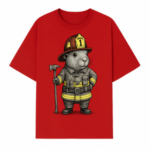 Firefighter Guinea Pig Art Print, Cute Fireman Illustration, Animal Lover Gift, Whimsical Home Decor, Unique Kids Room Wall Art - T-shirt 1757912458455.jpg