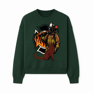 Firefighter with Cat Graphic Tee | Fire Rescue Battalion Apparel | Unique Firefighter Gifts for Cat Lovers | Fire Safety Design - Sweatshirt 1757912458488.jpg