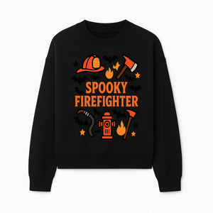 Spooky Firefighter Halloween Decor T-shirt | Cute Fireman Costume Graphic | Bat and Fire Hydrant Design - Sweatshirt 1757912458559.jpg