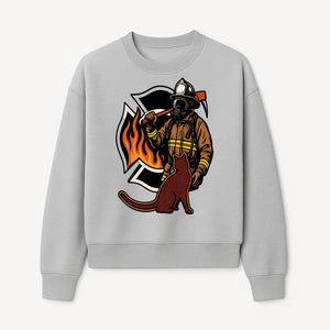Firefighter with Cat Graphic Tee | Fire Rescue Battalion Apparel | Unique Firefighter Gifts for Cat Lovers | Fire Safety Design - Sweatshirt 1757912458628.jpg