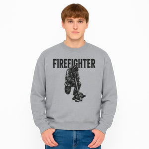 Firefighter Graphic Tee with Rescue Dog Design | Heroic Firefighter Art | Unique Gift for Firefighting Enthusiasts - Sweatshirt 1757912458648.jpg