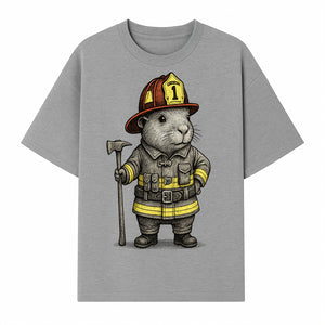 Firefighter Guinea Pig Art Print, Cute Fireman Illustration, Animal Lover Gift, Whimsical Home Decor, Unique Kids Room Wall Art - T-shirt 1757912458686.jpg