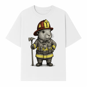 Firefighter Guinea Pig Art Print, Cute Fireman Illustration, Animal Lover Gift, Whimsical Home Decor, Unique Kids Room Wall Art - T-shirt 1757912458845.jpg