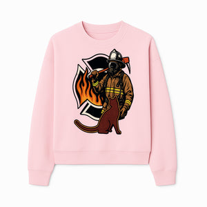 Firefighter with Cat Graphic Tee | Fire Rescue Battalion Apparel | Unique Firefighter Gifts for Cat Lovers | Fire Safety Design - Sweatshirt 1757912458899.jpg