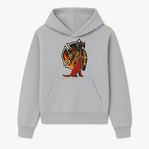 Firefighter and Dog Graphic Art | Fire Rescue Hero Design | Fireman with Mascot | Firefighting Gifts | Wall Art Decor - Hoodie 1757912459033.jpg
