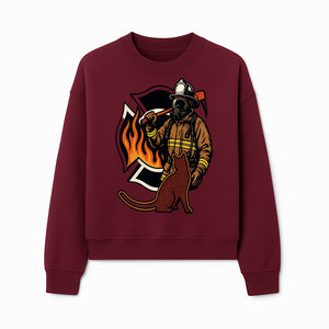 Firefighter with Cat Graphic Tee | Fire Rescue Battalion Apparel | Unique Firefighter Gifts for Cat Lovers | Fire Safety Design - Sweatshirt 1757912459064.jpg