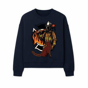 Firefighter with Cat Graphic Tee | Fire Rescue Battalion Apparel | Unique Firefighter Gifts for Cat Lovers | Fire Safety Design - Sweatshirt 1757912459213.jpg
