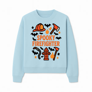 Spooky Firefighter Halloween Decor T-shirt | Cute Fireman Costume Graphic | Bat and Fire Hydrant Design - Sweatshirt 1757912459292.jpg