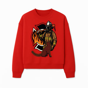 Firefighter with Cat Graphic Tee | Fire Rescue Battalion Apparel | Unique Firefighter Gifts for Cat Lovers | Fire Safety Design - Sweatshirt 1757912459356.jpg