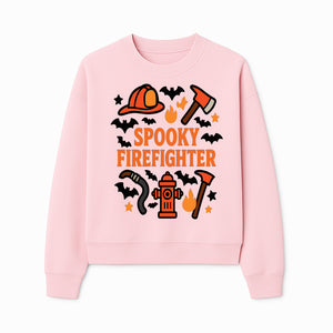 Spooky Firefighter Halloween Decor T-shirt | Cute Fireman Costume Graphic | Bat and Fire Hydrant Design - Sweatshirt 1757912459482.jpg