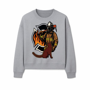 Firefighter with Cat Graphic Tee | Fire Rescue Battalion Apparel | Unique Firefighter Gifts for Cat Lovers | Fire Safety Design - Sweatshirt 1757912459507.jpg