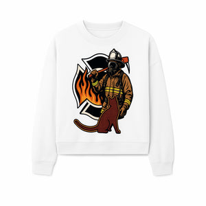 Firefighter with Cat Graphic Tee | Fire Rescue Battalion Apparel | Unique Firefighter Gifts for Cat Lovers | Fire Safety Design - Sweatshirt 1757912459645.jpg