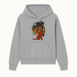 Firefighter and Dog Graphic Art | Fire Rescue Hero Design | Fireman with Mascot | Firefighting Gifts | Wall Art Decor - Hoodie 1757912459684.jpg