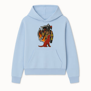 Firefighter and Dog Graphic Art | Fire Rescue Hero Design | Fireman with Mascot | Firefighting Gifts | Wall Art Decor - Hoodie 1757912459818.jpg