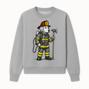 Cute Firefighter Dog Art Print | Funny Pet Decor | Gift for Dog Lovers | Cute Animal Illustration in Firefighter Uniform - Sweatshirt 1757912459935.jpg