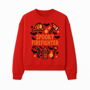 Spooky Firefighter Halloween Decor T-shirt | Cute Fireman Costume Graphic | Bat and Fire Hydrant Design - Sweatshirt 1757912459966.jpg