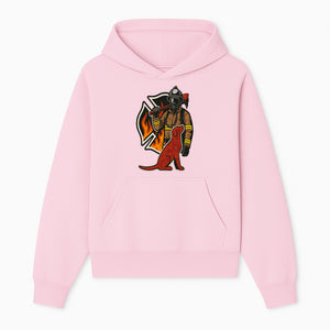 Firefighter and Dog Graphic Art | Fire Rescue Hero Design | Fireman with Mascot | Firefighting Gifts | Wall Art Decor - Hoodie 1757912459977.jpg