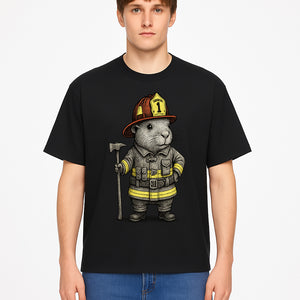 Firefighter Guinea Pig Art Print, Cute Fireman Illustration, Animal Lover Gift, Whimsical Home Decor, Unique Kids Room Wall Art - T-shirt 1757912460011.jpg