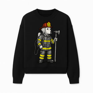 Cute Firefighter Dog Art Print | Funny Pet Decor | Gift for Dog Lovers | Cute Animal Illustration in Firefighter Uniform - Sweatshirt 1757912460090.jpg