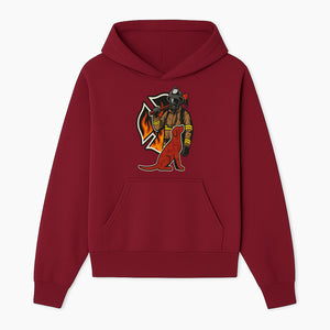 Firefighter and Dog Graphic Art | Fire Rescue Hero Design | Fireman with Mascot | Firefighting Gifts | Wall Art Decor - Hoodie 1757912460116.jpg