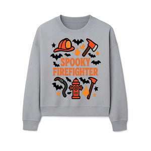 Spooky Firefighter Halloween Decor T-shirt | Cute Fireman Costume Graphic | Bat and Fire Hydrant Design - Sweatshirt 1757912460128.jpg