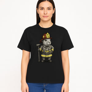 Firefighter Guinea Pig Art Print, Cute Fireman Illustration, Animal Lover Gift, Whimsical Home Decor, Unique Kids Room Wall Art - T-shirt 1757912460188.jpg