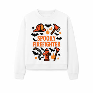 Spooky Firefighter Halloween Decor T-shirt | Cute Fireman Costume Graphic | Bat and Fire Hydrant Design - Sweatshirt 1757912460285.jpg