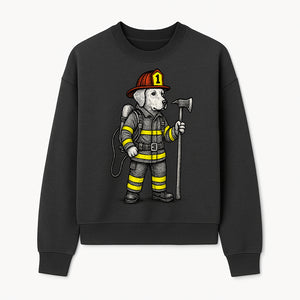 Cute Firefighter Dog Art Print | Funny Pet Decor | Gift for Dog Lovers | Cute Animal Illustration in Firefighter Uniform - Sweatshirt 1757912460286.jpg