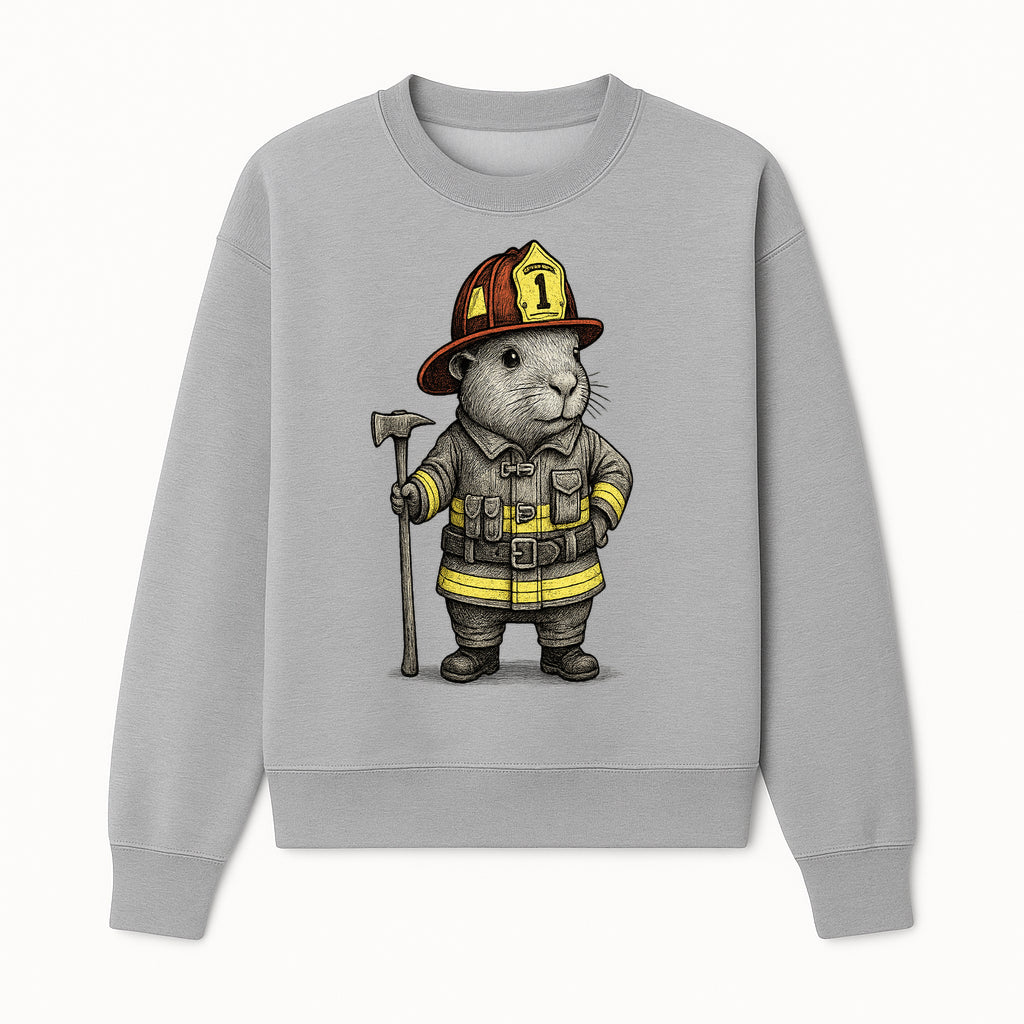 Firefighter Guinea Pig Art Print, Cute Fireman Illustration, Animal Lover Gift, Whimsical Home Decor, Unique Kids Room Wall Art - Sweatshirt 1757912460336.jpg
